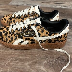 Reebok Classic Club C Leopard Print Sneakers, Sz 7.5